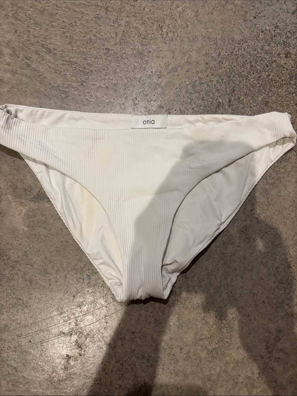 Onia white Cream Ribbed Bikini Bottoms